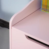 Qaba Kids Toy Chest Wooden Toy Storage Organizer Chest Box with Magnetic Hinge, Large Storage Space, & Groove Handle, Pink(m-9)