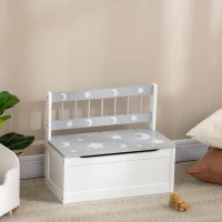 Qaba Kids Toy Box Storage Chest with Lid and Safety Hinge, Kids Storage Bench Seat with Backrest for Toddler, Grey(m-8)