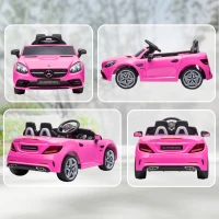 Aosom Mercedes SLC 300 Licensed 12V Ride On Car for Kids with Remote Control, 2 Speeds, Battery Powered Kids Electric Car with Music, Lights, Suspension for 3-6 Years Old, Pink(m-8)