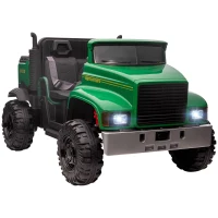 Aosom Ride-on Tractor 2-Seater Battery-Powered Car for Kids with Large High-Traction Wheels, 12V Truck Ride-on Toy with Rear Storage, Outdoor Toy, Green(m-1)