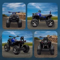 Aosom 12V 4 Wheeler Kids ATV with Music, Headlights for 37-60 Months Boys and Girls, Blue(m-8)