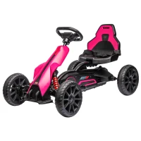 Aosom 12V Electric Go Kart for Kids, Ride On Toy with EVA Tires, 2 Speeds, Adjustable Seat, Safety Belt for 3-8 Years, Pink(m-1)
