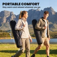 Outsunny Heated Double Camping Chair, Oversized Folding Padded Camp Loveseat Couch with 3 Heat Levels and 4 Heating Zones(m-7)