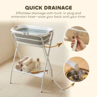PawHut Dog Bath Tub Dog Washing Station, Elevated Foldable Dog Bathtub with Hose, Storage Shelf, for Small Dogs Puppies Gray(m-8)