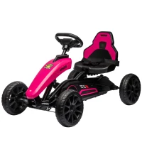 Aosom Kids Pedal Go Kart w/ Swing Axle, Shock-Absorbing Wheels, Pink(m-1)