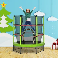 Outsunny Φ5FT Kids Trampoline with Enclosure Net for Age 3 to 6 Years Green(m-10)
