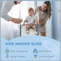 Qaba Toddler Slide Indoor for Kids 1.5-3 Years Old, Space Theme Climber Slide Playset, Blue(m-6)