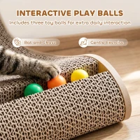 PawHut 2PCS Cat Scratching Board L Shape Cat Scratcher Cat Scratching Pad with 3 Toy Balls, Catnip(m-7)