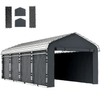 Outsunny Carport Replacement Sidewall Panel for 10' x 15' Carports, UPF50+ Waterproof Replacement Side Wall Cover, Dark Gray(m-11)