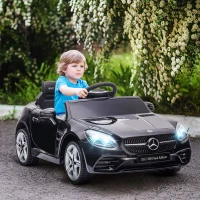 Aosom Mercedes SLC 300 Licensed 12V Ride On Car for Kids with Remote Control, 2 Speeds, Battery Powered Kids Electric Car with Music, Lights, Suspension for 3-6 Years Old, Black(m-10)