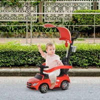 Aosom MERCEDES-AMG C63 Licensed Ride on Push Cars for Toddlers, Sliding Walking Car with Sun Canopy, Horn, Music, Safety Bar, Cup Holder and Storage, Red(m-10)