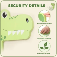 Qaba Busy Board Panels Wall-Mounted Montessori Sensory Toys Sensory Wall MDF 87 x 52 x 5.5 cm Dinosaur, Green(m-6)