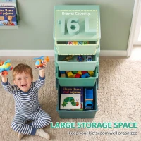 Qaba 4 Tier Kids Storage Unit, Toy Organizers and Storage with 4 Drawer for Bedroom Nursery Living Room for Boys Girls Green(m-4)