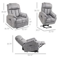 HOMCOM Power Lift Chair, Electric Recliner for the Elderly, Compact Living Room Chair with Side Pocket & Remote Control, Gray(m-4)