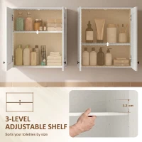HOMCOM Modern Medicine Cabinet Wall Mounted, Bathroom Wall Cabinet with 2 Doors and Adjustable Shelf, White(m-5)