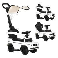 Aosom Mercedes-Benz G350 Licensed Push Car, 3-in-1 Toddler Sliding Car with Horn, Steering, Foot Rest, Seat Storage, White(m-11)