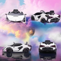Aosom 12V Lamborghini SIAN Licensed Electric Car for kids with Remote Control, Horn, Music, & Headlights, White(m-9)