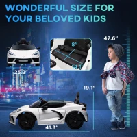 Qaba Chevrolet Corvette Licensed 12V Kids Electric Car with Parental Remote Control, Suspension System, Slow Start, White(m-3)