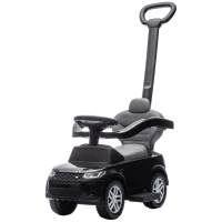 Qaba Land Rover Discovery Licensed 2-in-1 Ride On Push Car with Removable Parent Handle, Under-Seat Storage, Black(m-2)