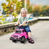 Aosom Kids Ride on Push Car, with Engine Sounds & Under-Seat Storage, Foot-to-Floor Ride on Sliding Car with Horn, Sit and Scoot Ride on Toy, Ages 1.5-3 Years, Pink(m-2)