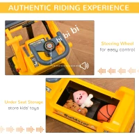 Qaba Kids Bulldozer Ride-On Toy for Toddler with Tough Wheels, Outdoor Construction Toy with Controllable Digging Bucket, Yellow(m-6)