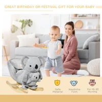 Qaba Kids Ride-On Rocking Horse, Koala-shaped Rocker with Realistic Sounds for Children 18-36 Months, Gray(m-7)