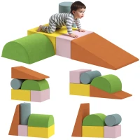 Qaba Climbing Toys for Toddlers with Removable Cover, Indoor Activity Play Set for Crawling, Sliding, Orange/Green(m-9)