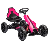 Aosom 12V Electric Go Kart for Kids, Ride On Toy with EVA Tires, 2 Speeds, Adjustable Seat, Safety Belt for 3-8 Years, Pink(m-11)