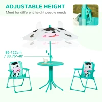 Outsunny Kids Table and Chair Set, Outdoor Folding Garden Furniture, Picnic Table for Patio Backyard, with Removable & Height Adjustable Sun Umbrella, White(m-6)