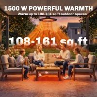 Outsunny 1500W Electric Patio Heater, IP65 Hanging Infrared Outdoor Heater with Carbon Fiber Tube, Remote Control, Black(m-5)