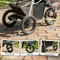 PawHut Dog Stroller, Foldable Dog Stroller with 12" Rubber Wheels for Small Dogs, Up to 22 LBS, Light Gray(m-5)
