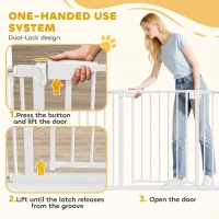 PawHut Baby Gate, Pet Safety Gate Pressure Fit, 30"-51" Wide with Two-Way Open, Auto-Close for Stair, Doorways, Hallways, Black(m-6)