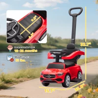 Qaba Mercedes-Benz C-Class Licensed Ride-On Push Car, Baby Stroller Walking Car with Parent Control Handle, Horn, Red(m-3)