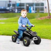 Aosom Kids Ride on ATV, 6V Battery Powered Quad Car with Forward, Reverse Switch, for Boys Girls 18-36 Months, Black(m-1)