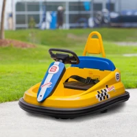 Aosom Bumper Car for Kids, 360° Rotation 6V Electric Ride On Bumper, Yellow(m-10)