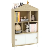 Qaba 4-Cubby Children's Toy Shelf, Kids Bookshelf and Toy Storage for Playroom, Children's Room, Living Room,(m-11)