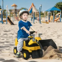 Aosom Caterpillar CAT Licensed Kids Ride on Excavator No Power Construction Vehicles with Manual Shovel, Horn, Hidden Storage(m-2)