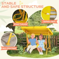 Qaba Kids Patio Swing Chair with Adjustable Canopy, Safety Belt for Patio, Garden, Poolside, Balcony, Yellow(m-4)