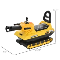 HOMCOM NO Power 3 in 1 Ride-on Construction Tank with Shooting Gun, Sliding Puch Car and Toddler Walking Car with Storage Seat(m-3)