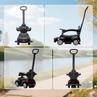 Qaba Mercedes-Benz C-Class Licensed Ride-On Push Car, Baby Stroller Walking Car with Parent Control Handle, Horn, Black(m-8)