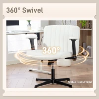 HOMCOM Criss Cross Chair with Flip-up Armrests, Wide Office Chair with Adjustable Height, Tilting, No Wheels, Beige(m-7)