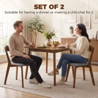HOMCOM Dining Chairs Upholstered Linen-Look Kitchen Chairs Rubberwood Legs Set of 2 Grey and Brown(m-4)