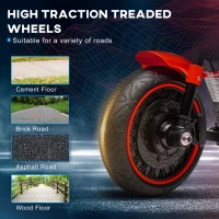 Aosom 6V Kids Motorcycle with Training Wheels, Foot Pedal, Headlight, Forward/Reverse, Single-Button Start, Red(m-6)
