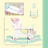 Qaba Wooden Rocking Horse Toddler Rocker Ride On Unicorn for 1-3 Years Old Baby Toy Girl and Boy Gift(m-3)