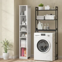 HOMCOM Narrow Tall Bathroom Storage Cabinet, 70" Slim Freestanding Bathroom Cabinet with Adjustable Shelves, Open Shelves(m-8)