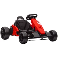 Qaba 24V Electric Go Kart with Dual 150W Motors, Adjustable Seat & 11.2MPH High Speed, Slow Start, 5-Point Harness, Red(m-9)