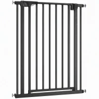 PawHut 30"-32" Baby Gate, 36"H Pet Gate with Auto-Close, Two-Way Open, Pressure Mounted, Black(m-2)