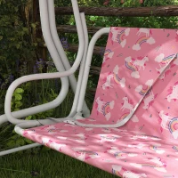 Qaba Kids Porch Swing, 2-Seater Patio Swing Bench with Safety Belts, Adjustable Canopy for Backyard, Garden, Pink(m-8)