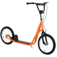 Aosom Youth Scooter Kick Scooter for Kids 5+ with Adjustable Handlebar Front and Rear Dual Brakes, Orange(m-1)