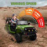 Qaba 12V Battery Powered Ride on Car, Ride on Truck w/ Remote, 4 Suspension Wheels, Music Horn Lights, Green(m-6)